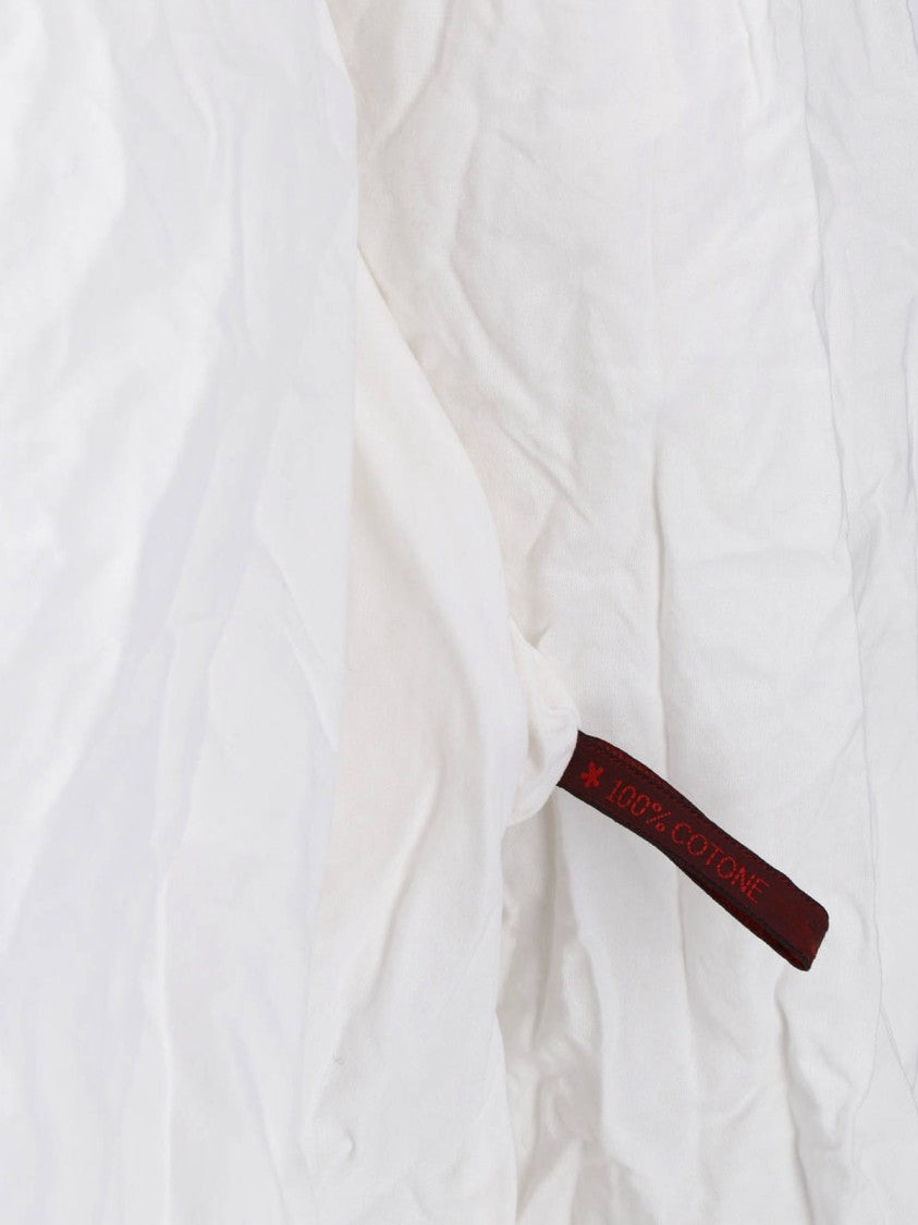 Daniela Gregis White Cut-Out Collar Crinkled Cotton Shirt