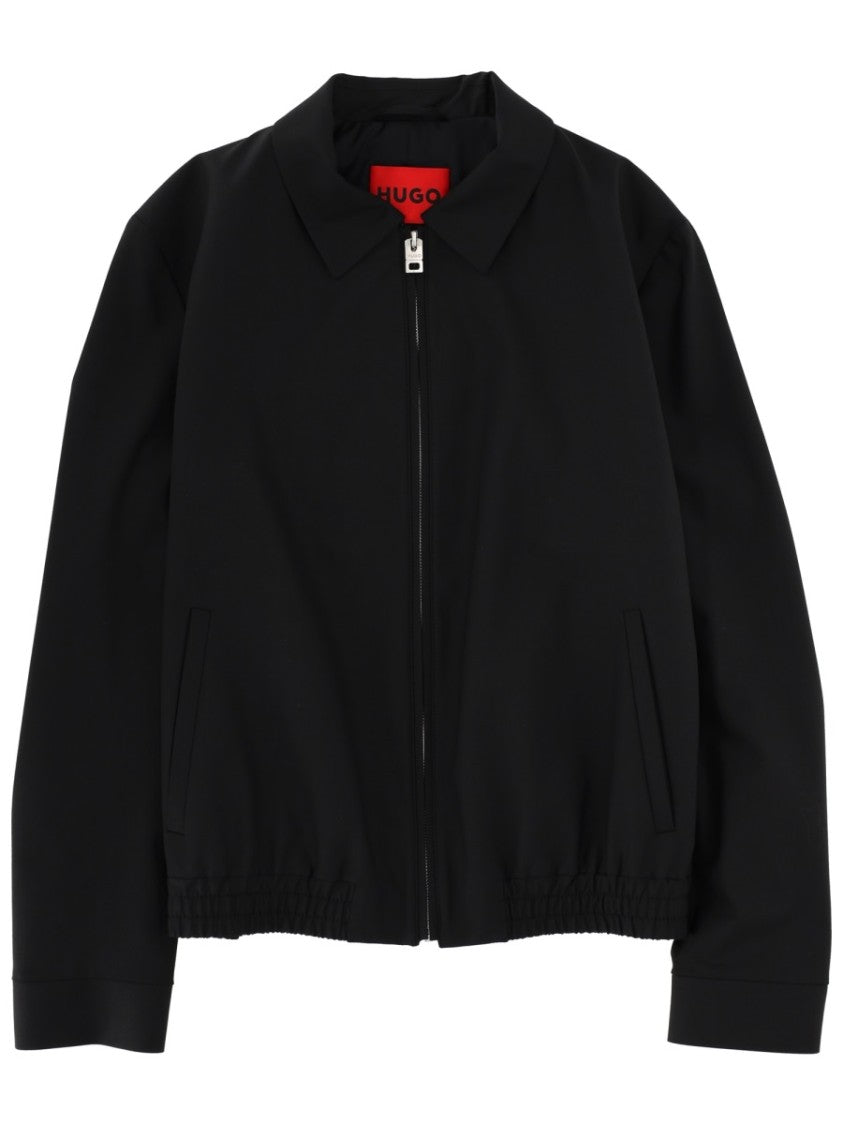 Hugo Black Red Lining Minimalist Zip Jacket