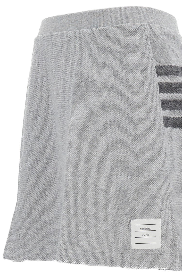 Thom Browne Pleated Milano Stitch Skirt With Signature Grosgrain Tab
