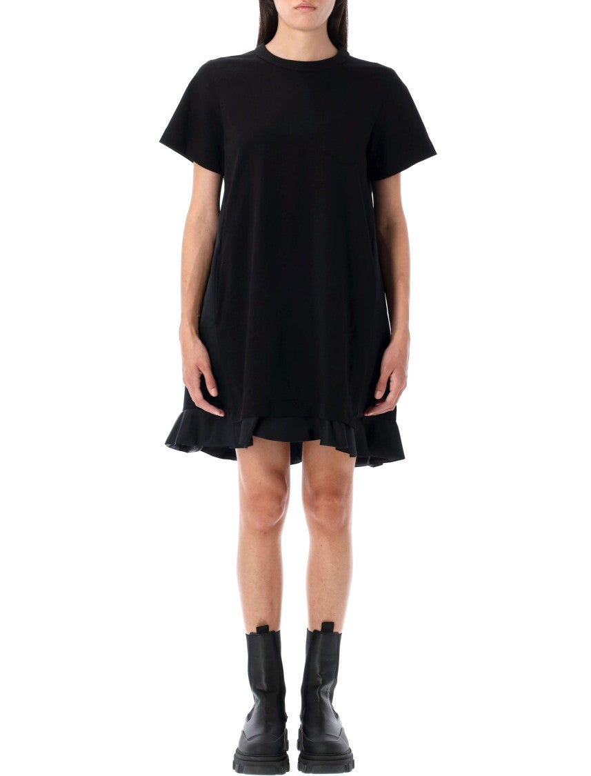 Sacai Ruffled Hem T-Shirt Dress With Relaxed Silhouette