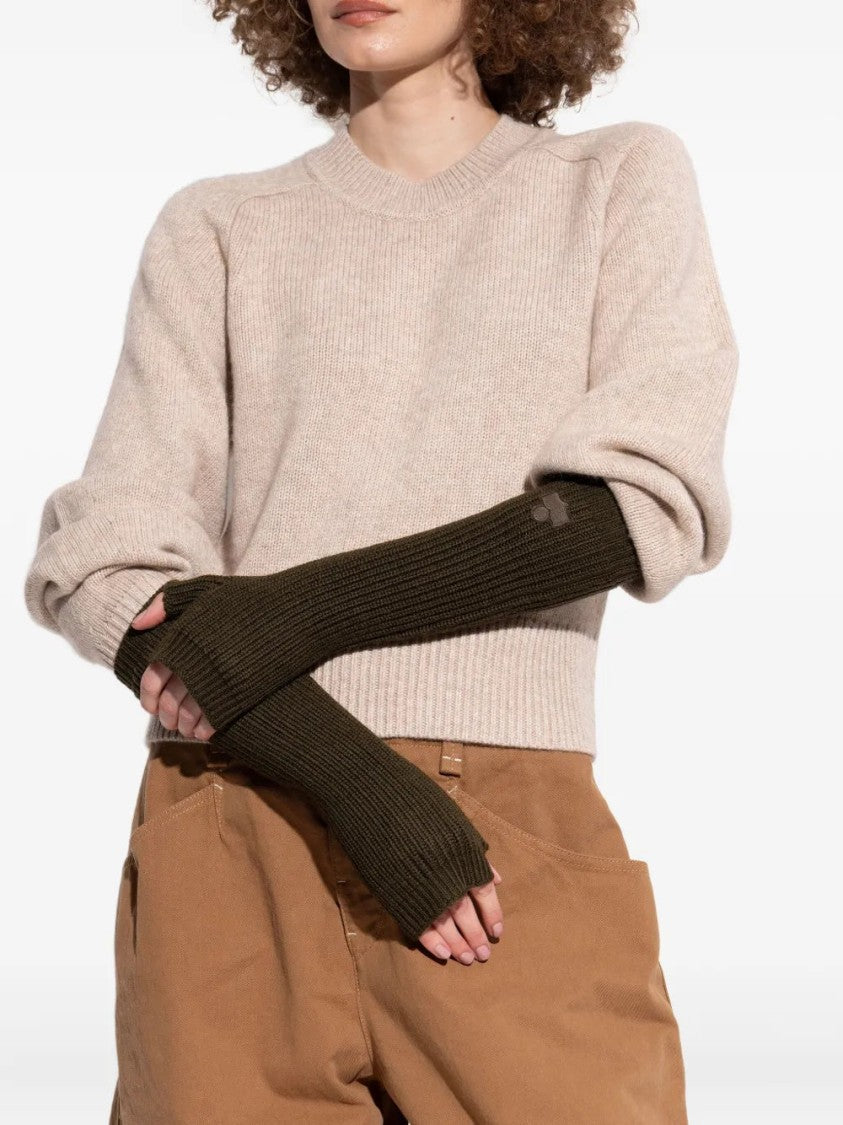 Isabel Marant Ribbed Logo-Patch Gloves