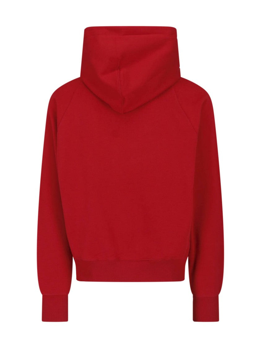 Ami Paris Red Logo Cotton Hoodie