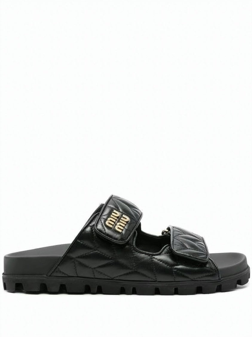 Miu Miu Quilted Calf Leather Sandals With Adjustable Straps