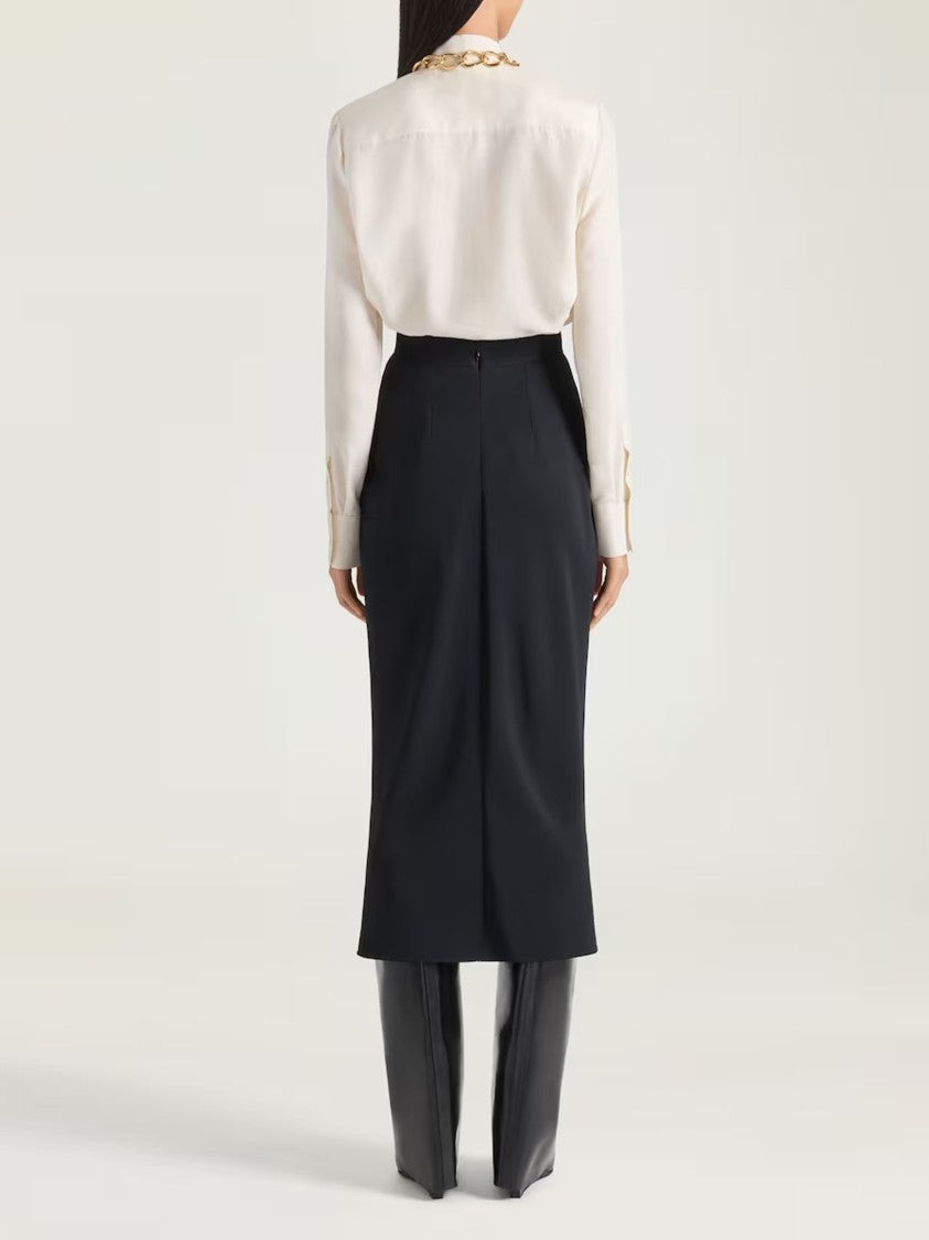 Givenchy Draped Bow High Collar Flowing Blouse