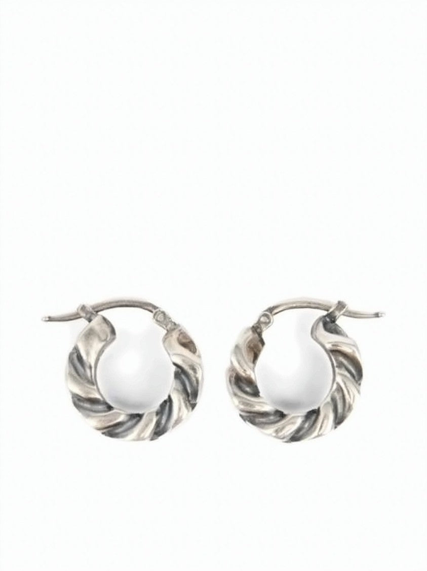 Mm6 By Maison Margiela Sculptural Hoop Earrings With Textured Finish
