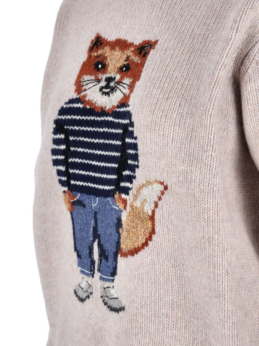 Maison Kitsuné Classic White Knitwear Sweater With Soft Texture