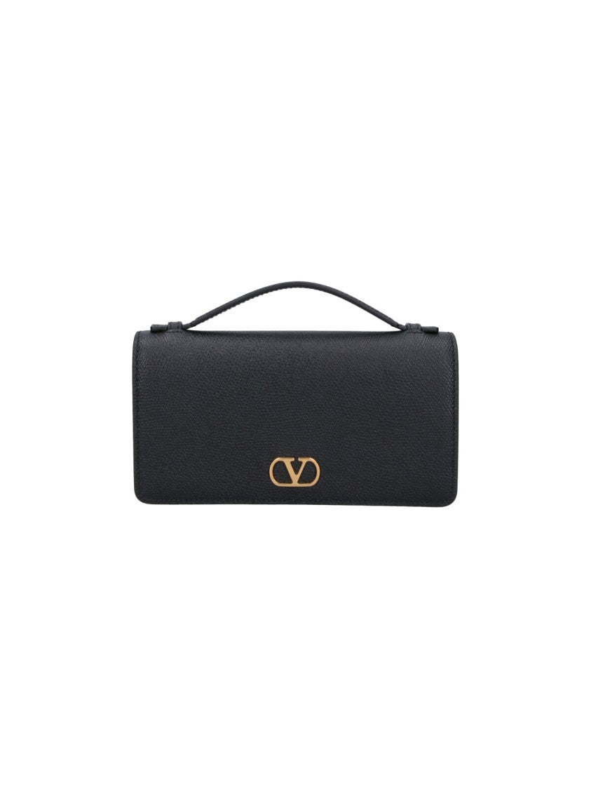 Valentino Garavani Black Leather Vlogo Signature Shoulder Bag