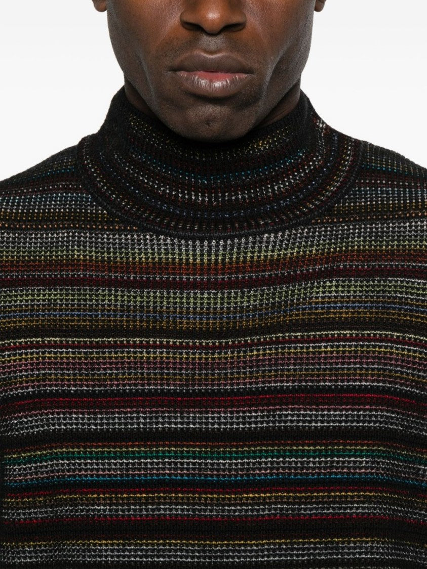 Paul Smith Fitted High-Neck Multicolour Stripe Paul Smith Sweater