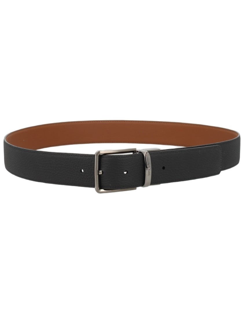 Zegna Reversible Cow Leather Rectangular Buckle Belt