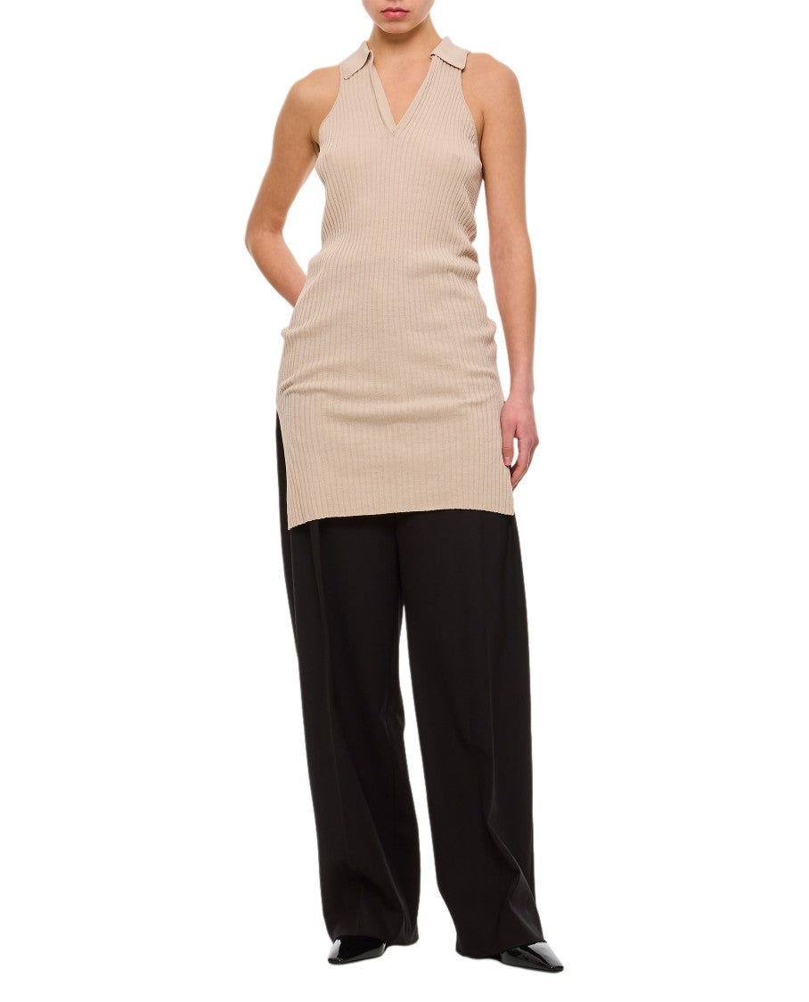 Quira Maxi-Length Silk Tank Top With Draped Side Details