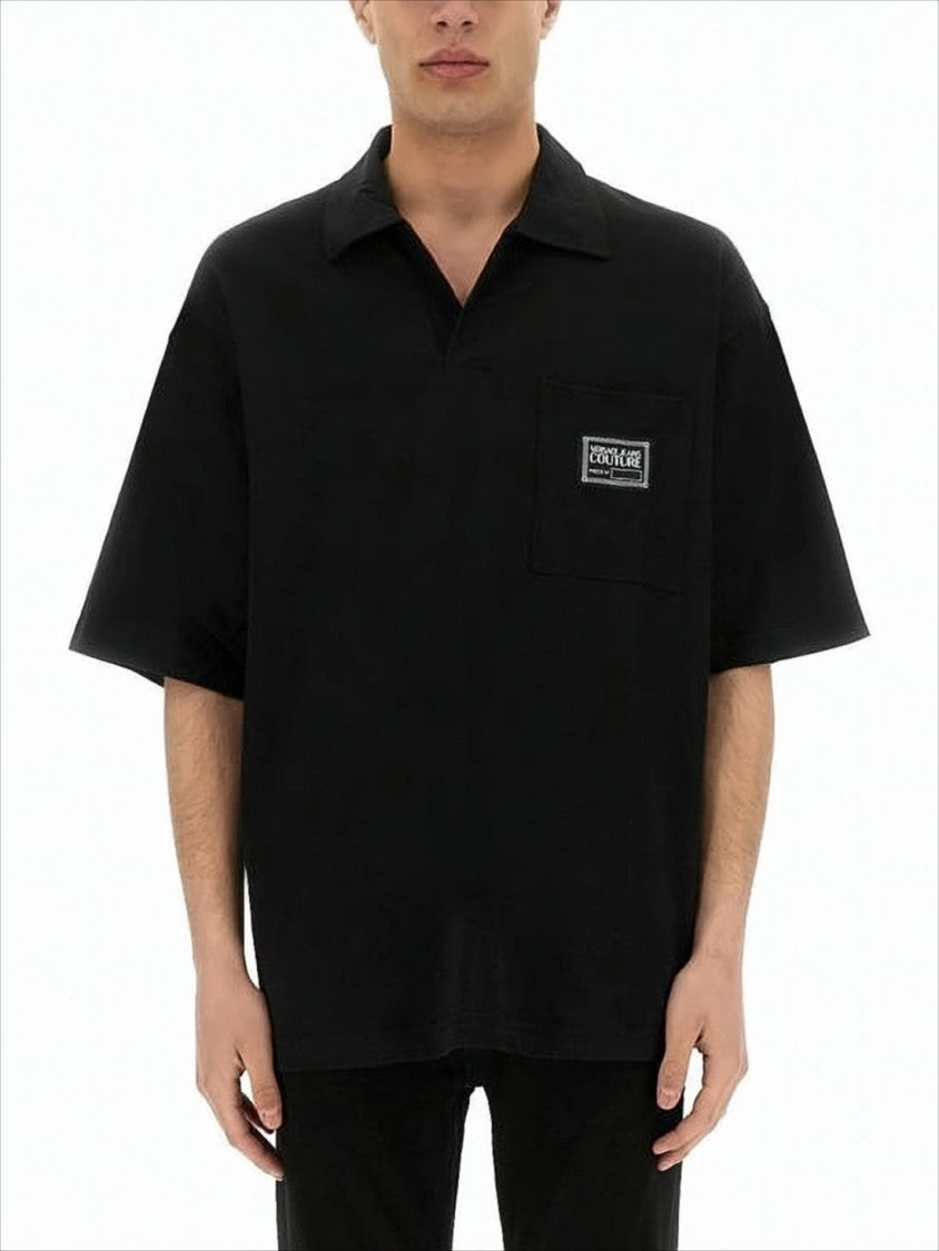 Versace Relaxed-Fit Polo Shirt With Rectangular Patch Logo