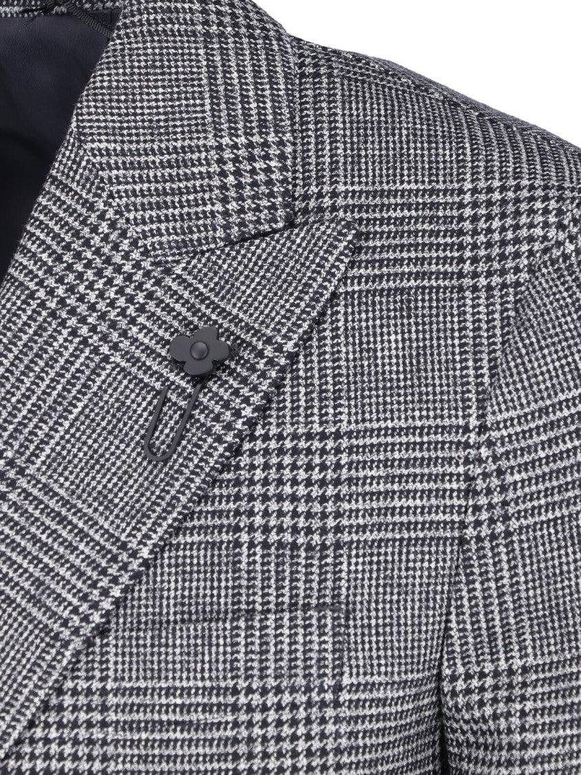 Lardini Grey Wool Pied De Poule Blazer