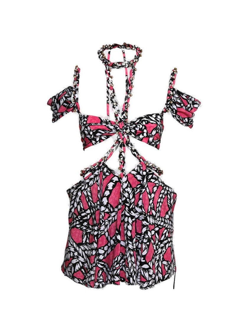 Area Rope Printed Cut-Out Mini Dress