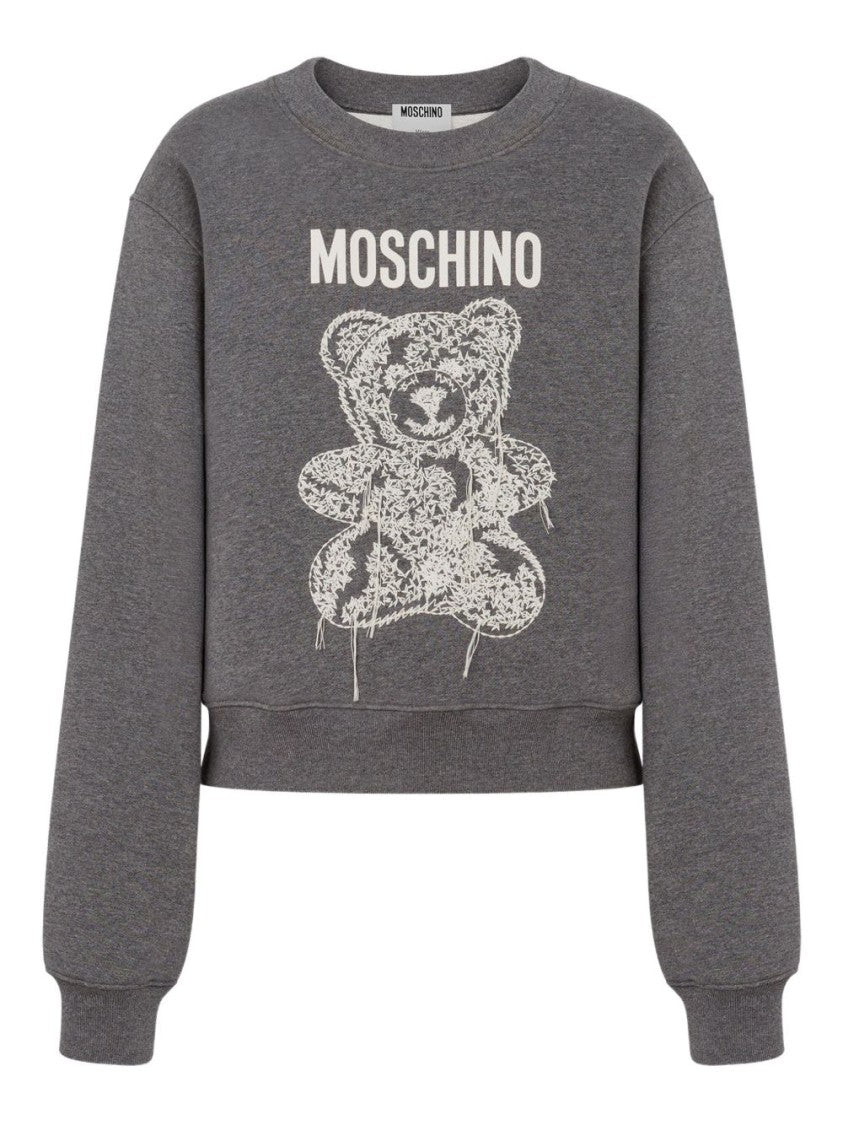 Moschino Cropped Grey Cotton Sweatshirt