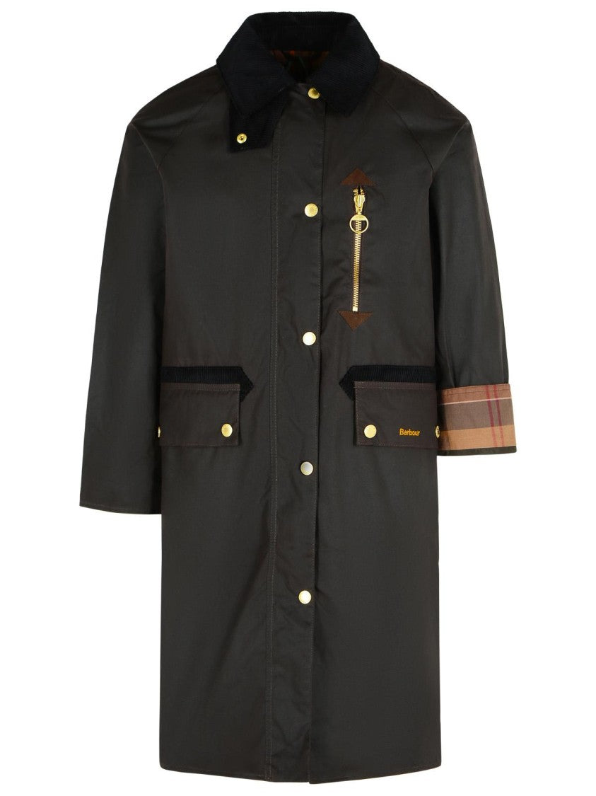 Barbour 'Evette' Dark Brown Waxed Cotton Parka