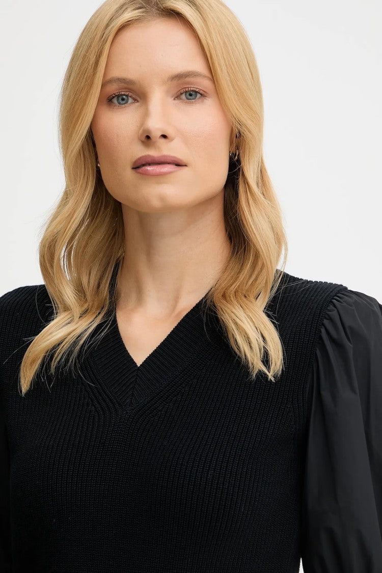 Max Mara Fitted Ribbed Knit Top With Puffed Sleeves