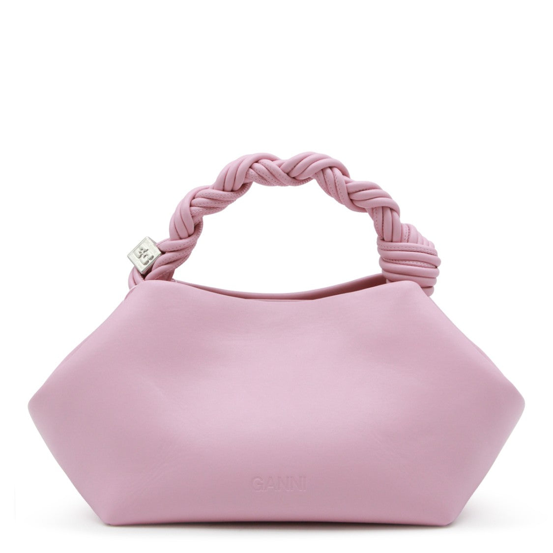 Ganni Twisted Top Handle Pink Handbag With Versatile Shoulder Strap