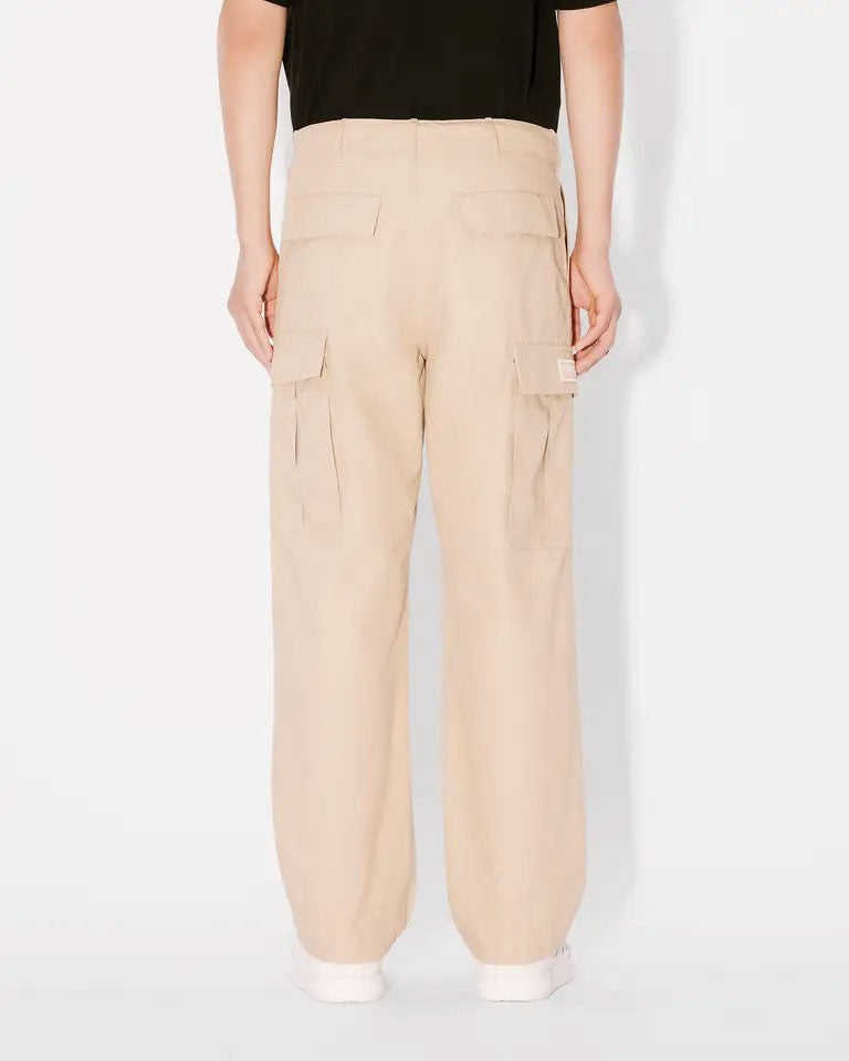 Kenzo Relaxed Fit Beige Cargo Workwear Pants