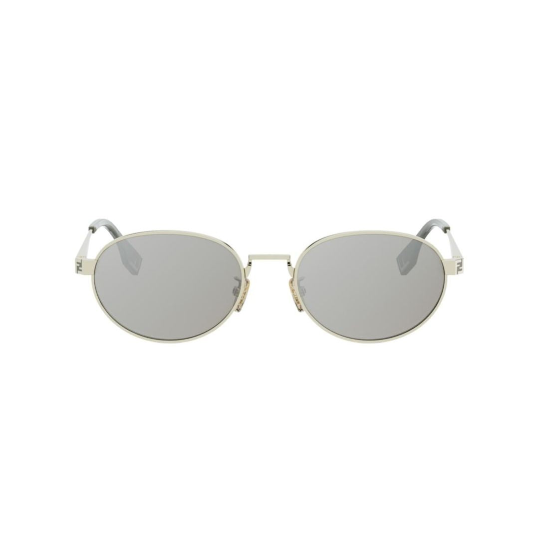 Fendi Fe40180u Round-Tinted Silver Metal Frame Sunglasses