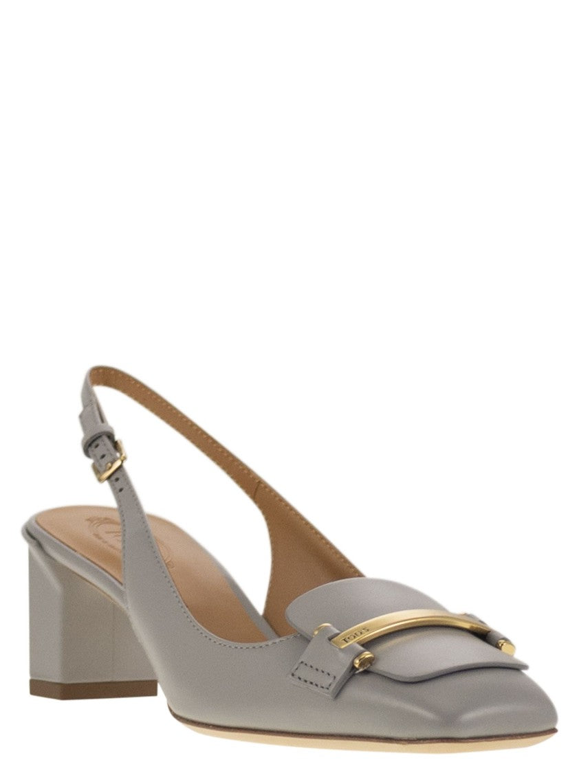 Tod's Calfskin Leather Slingback Pump With Geometric Heel
