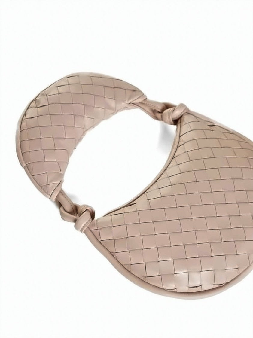 Bottega Veneta Lambskin Leather Shoulder Bag With Woven Design