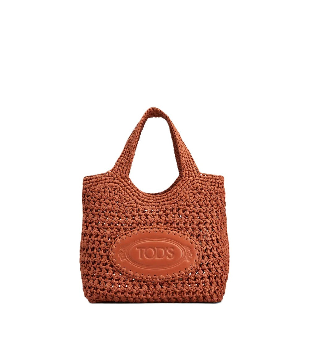 Tod's Textured Medium Tote Bag In Warm Terracotta