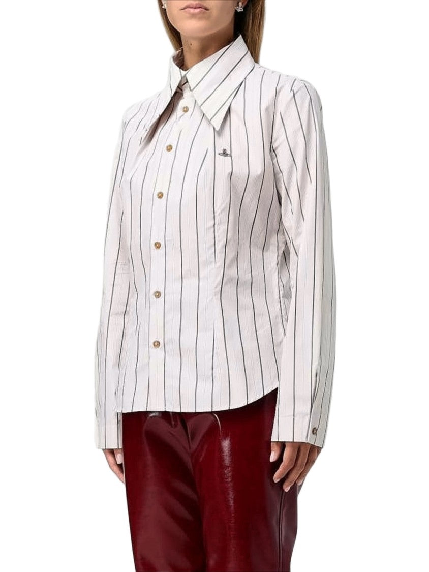 Vivienne Westwood Vertical Striped Tailored Shirt With Pointed Collar