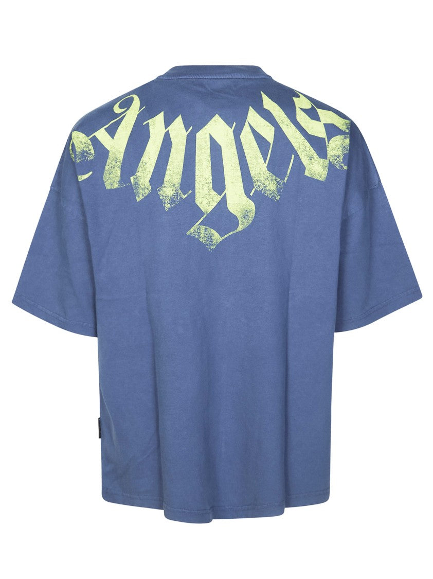 Palm Angels Muted Blue Big Neck Logo T-Shirt