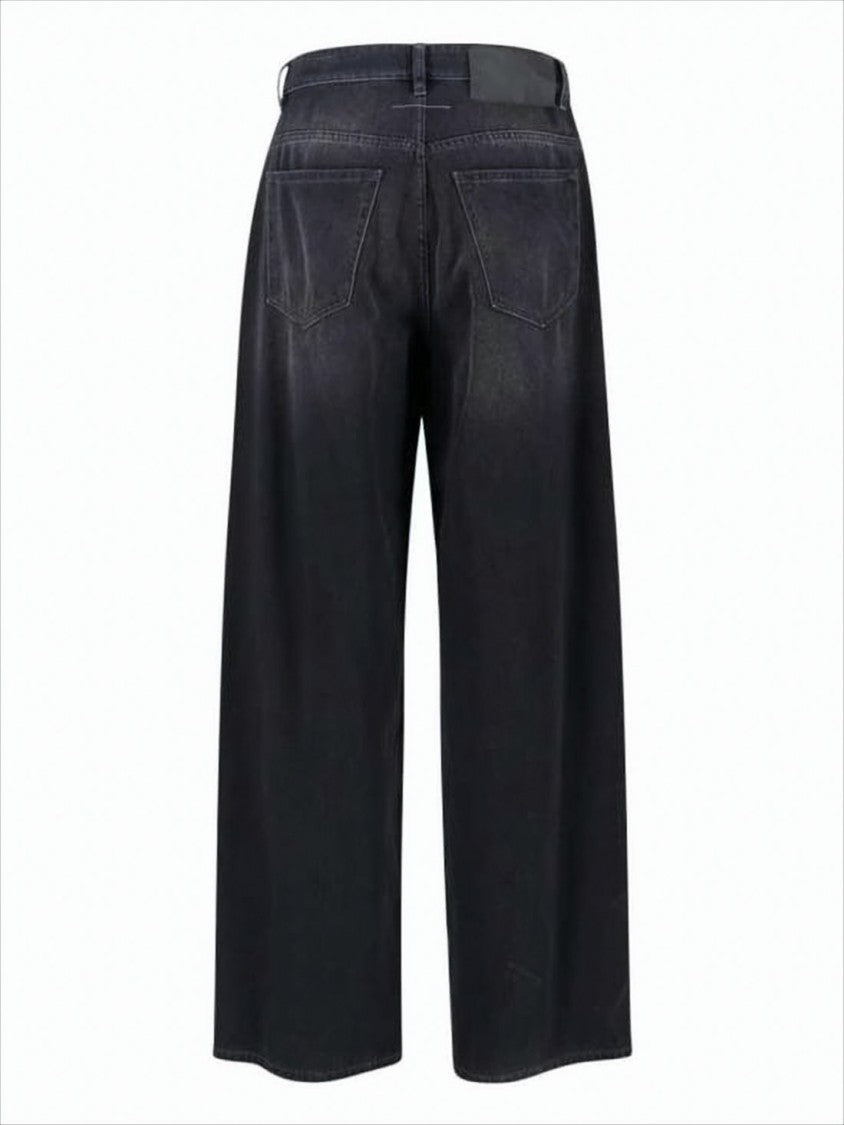 Mm6 By Maison Margiela Wide-Leg Dark Washed Denim Pants