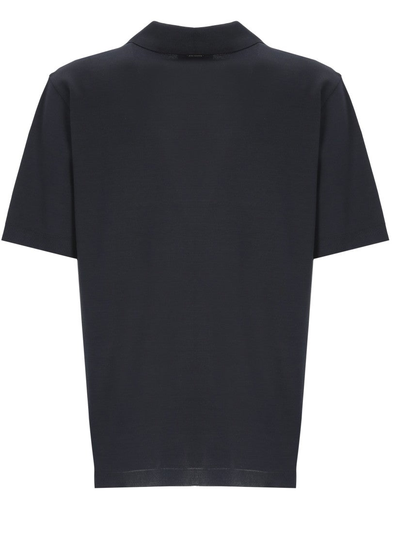 Herno Blue Crewneck Cotton Shirt