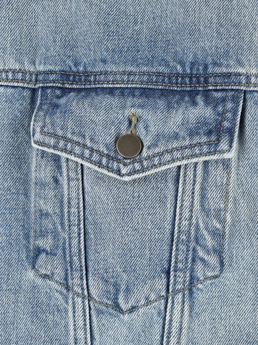 Fear Of God Essentials Light Washed Cropped Denim Jacket With Classic Collar