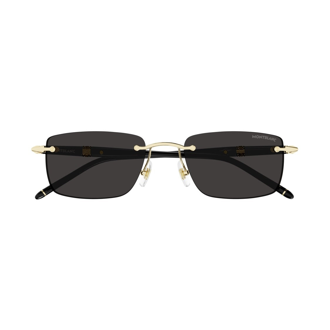 Montblanc Rimless Black Sunglasses With Gold Accents