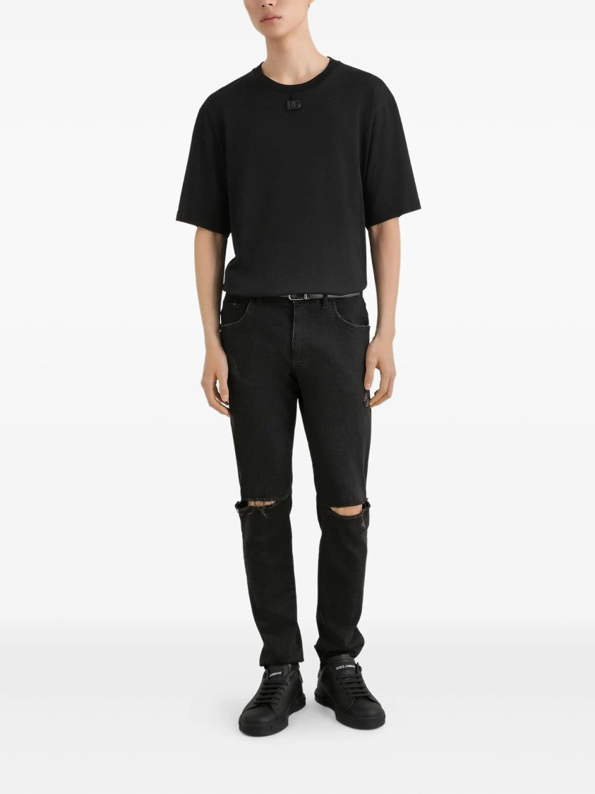 Dolce & Gabbana Black Classic Crew Neck Logo T-Shirt