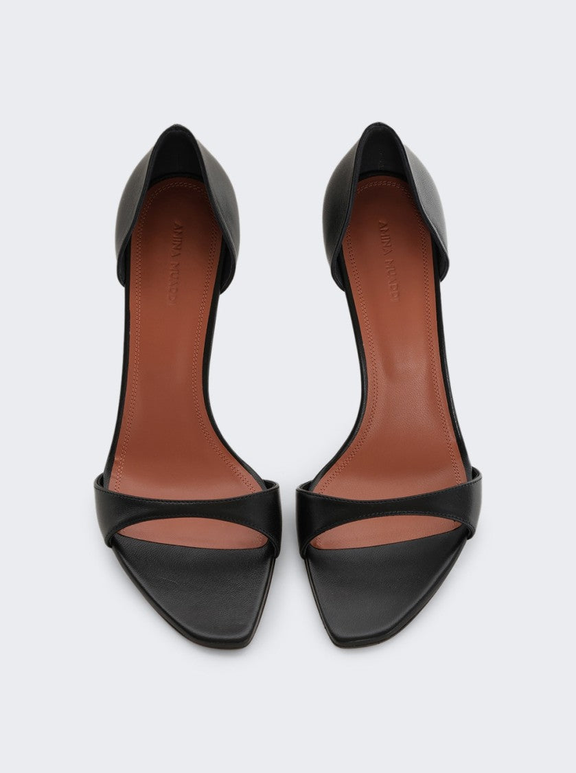 Amina Muaddi Agnese Sandal Black Nappa Leather
