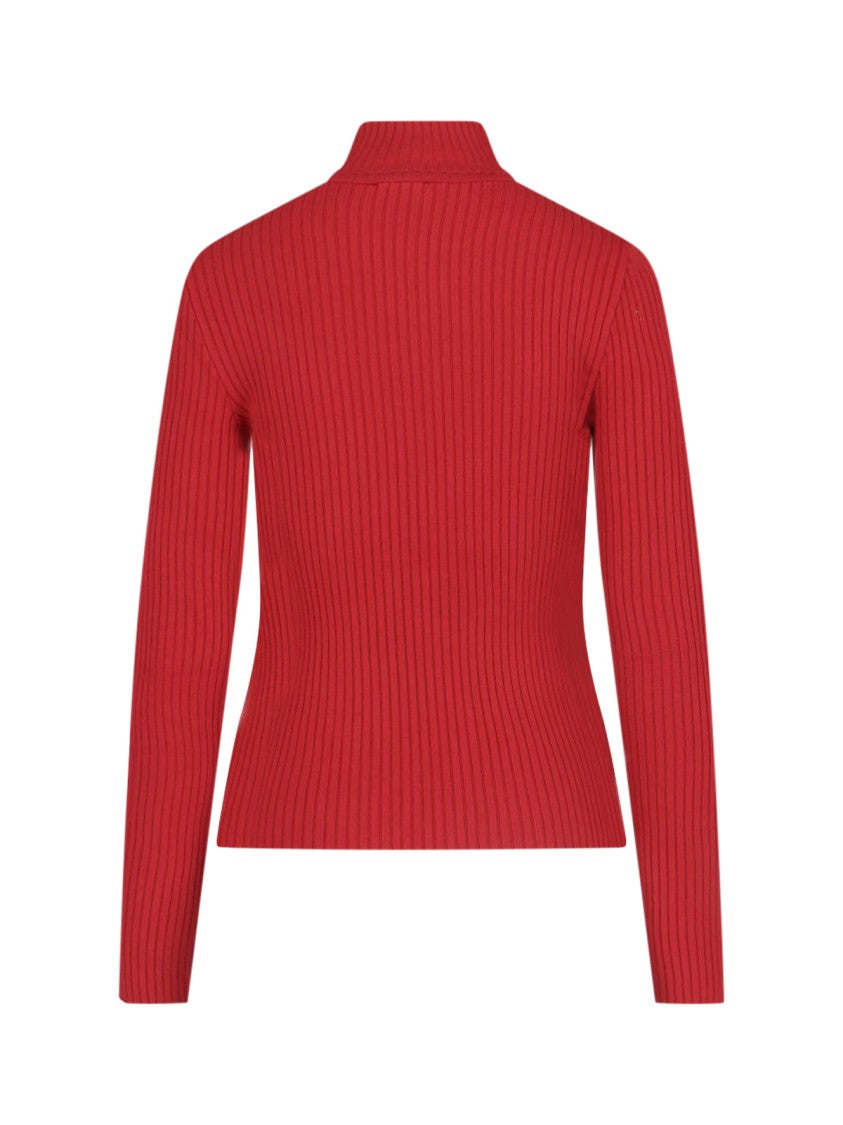 Courrèges High-Neck Ribbed Turtleneck With Embroidered Logo
