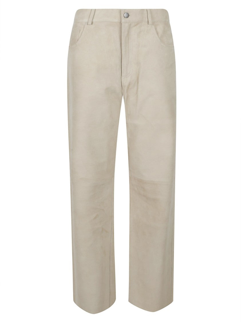 Haikure Short-Length Suede Pants With Straight Cut
