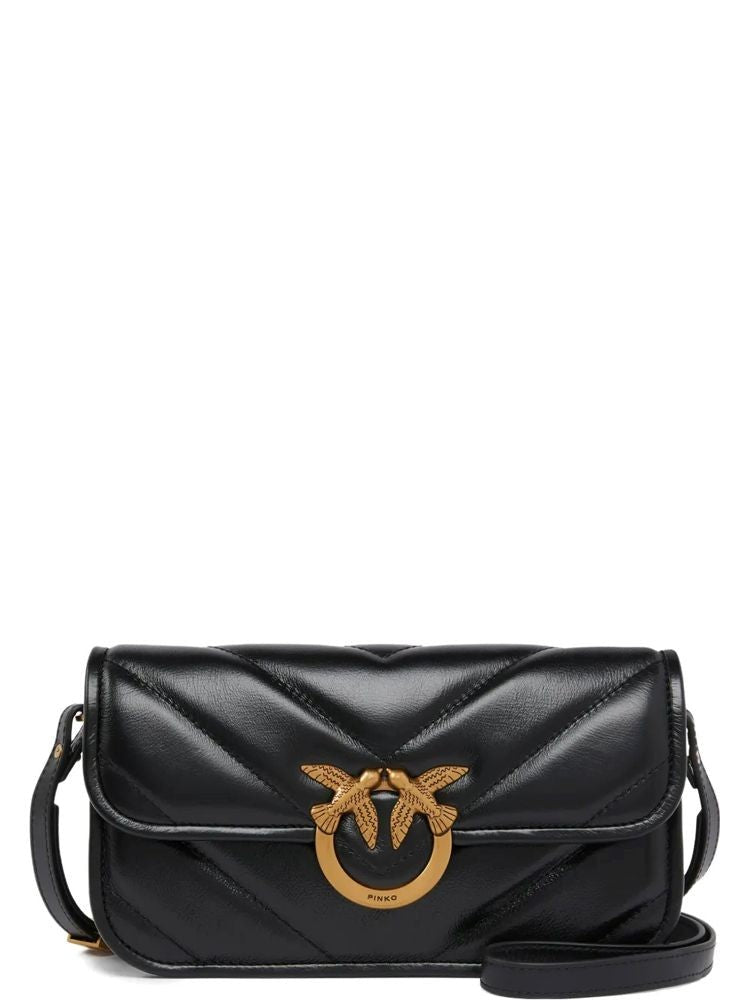 Pinko Quilted Nappa Leather Shoulder Bag With Gold-Tone Clasp