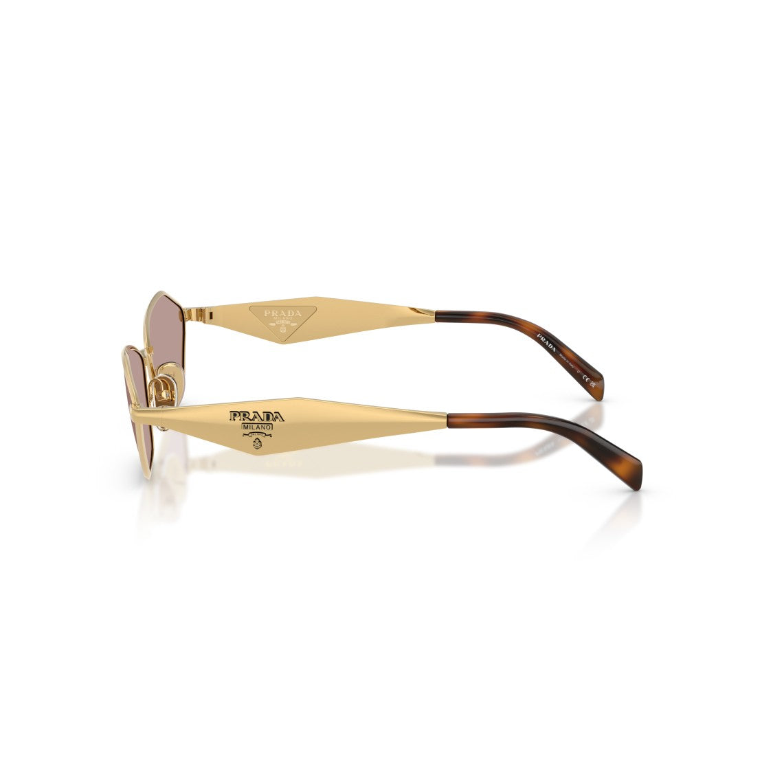 Prada Angular Geometric Frame Sunglasses With Tortoiseshell Temples