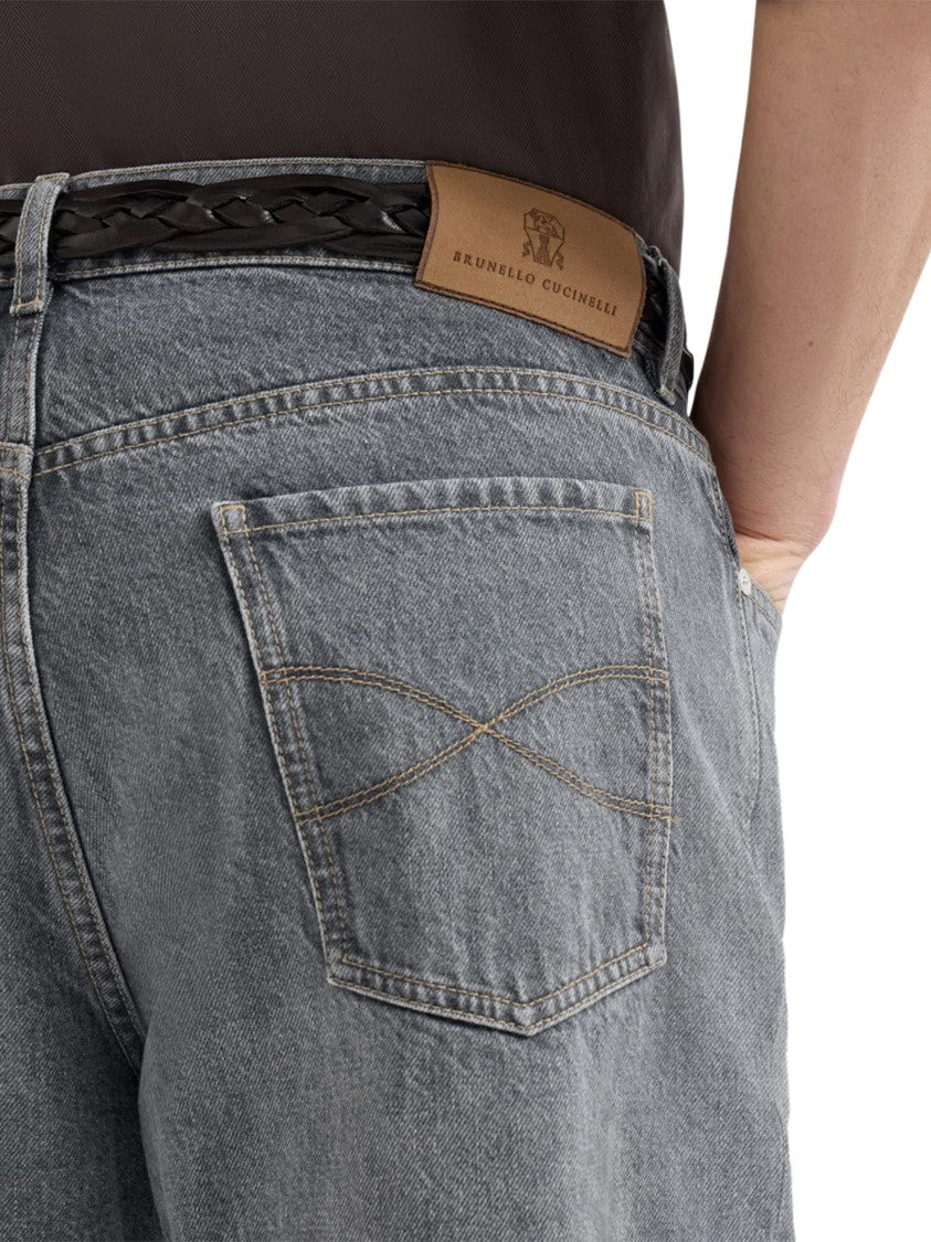Brunello Cucinelli Faded Grey Denim Trousers With Classic Five-Pocket Design