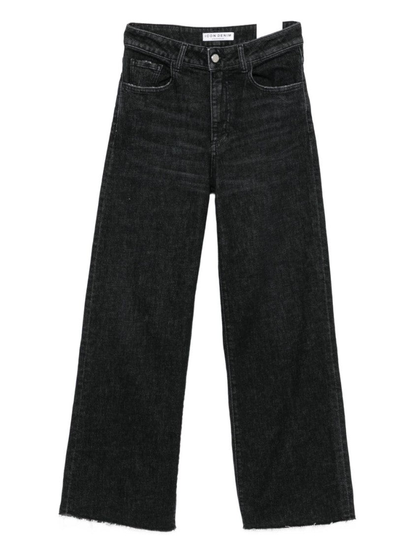 Icon Denim High-Waisted Cropped Wide-Leg Jeans