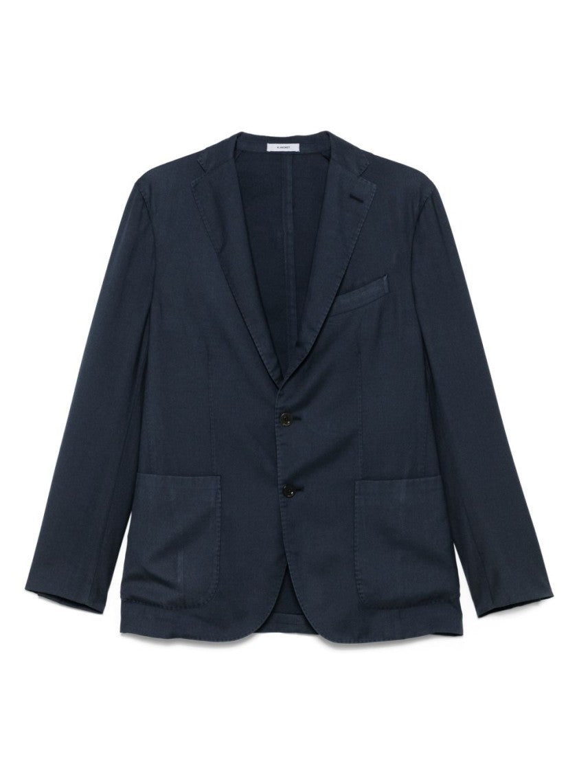 Boglioli Navy Blue Garment-Dyed Cashmere And Silk Blazer