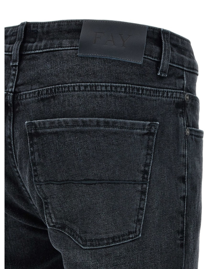 Fay Slim Fit Black Denim Jeans