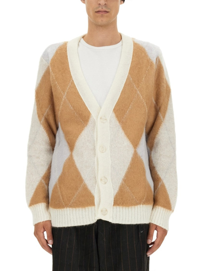 Family First V-Neck Cardigan With Argyle Pattern