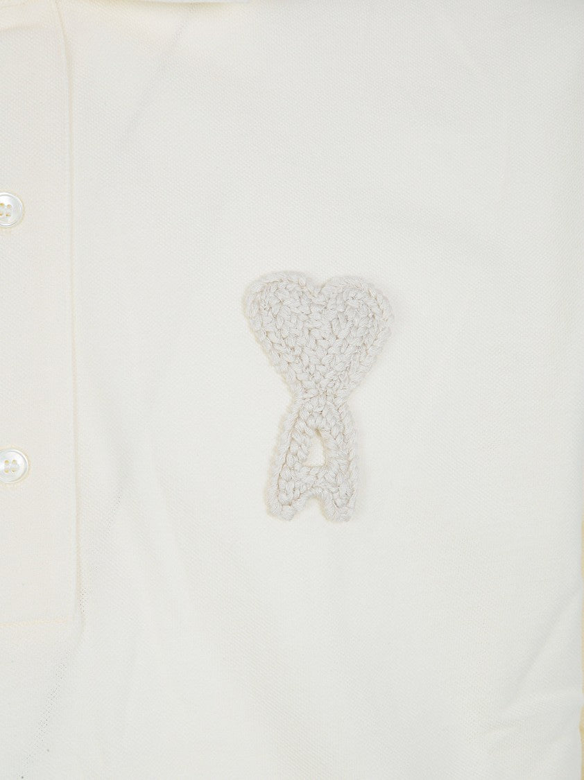 Ami Paris Organic Cotton Piqué Polo With Embroidered Logo