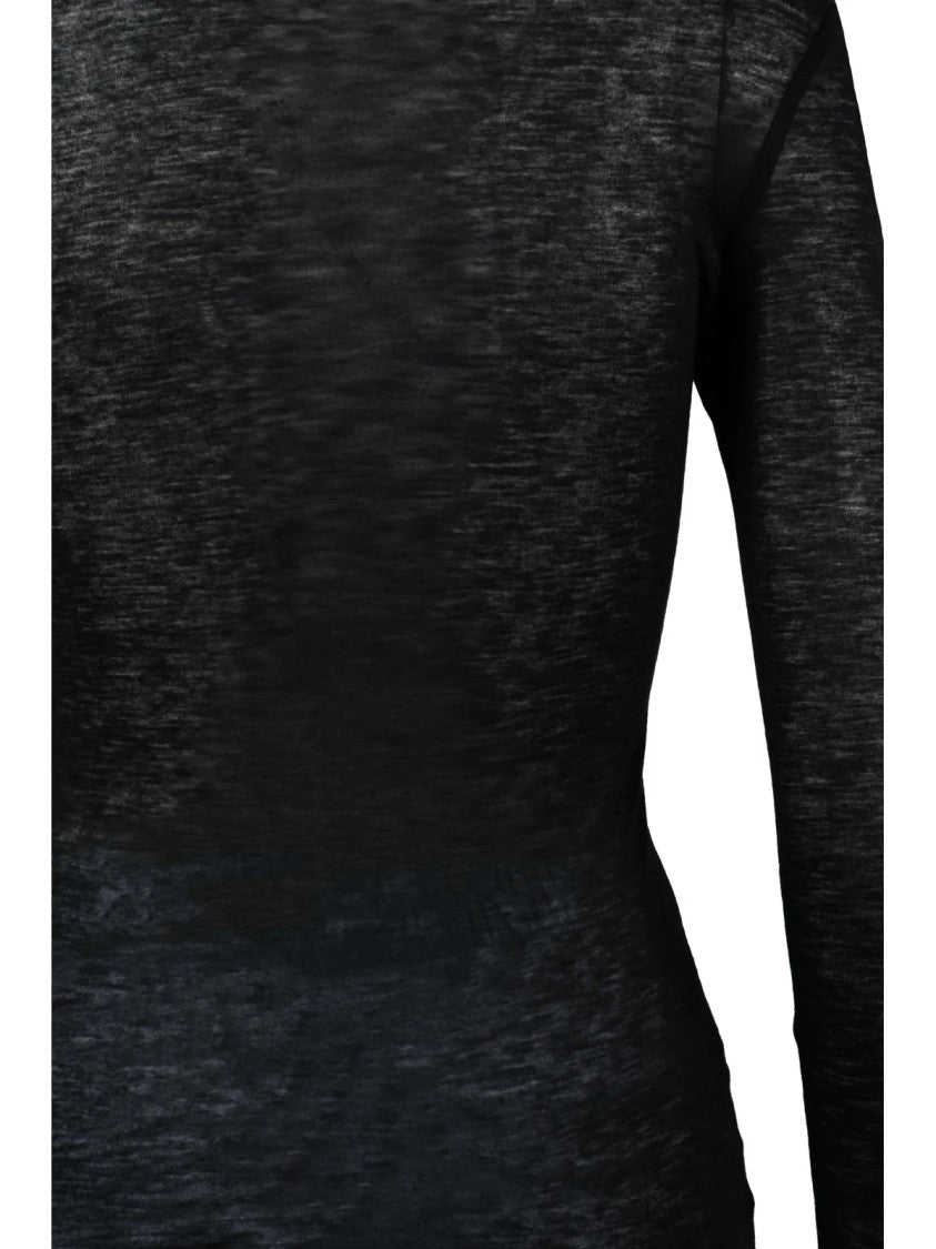 Alysi Black Viscose-Wool Brushed Underjacket