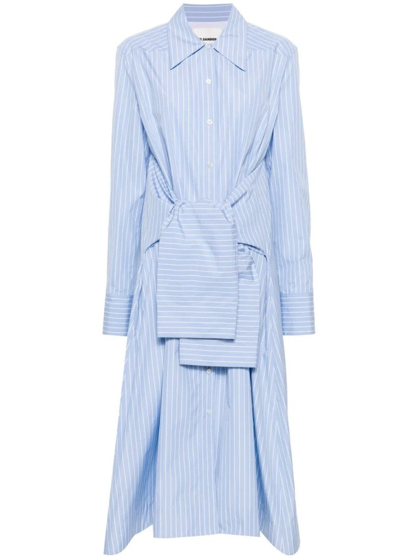Jil Sander Belted Midi Dress With Classic Shirt Silhouette