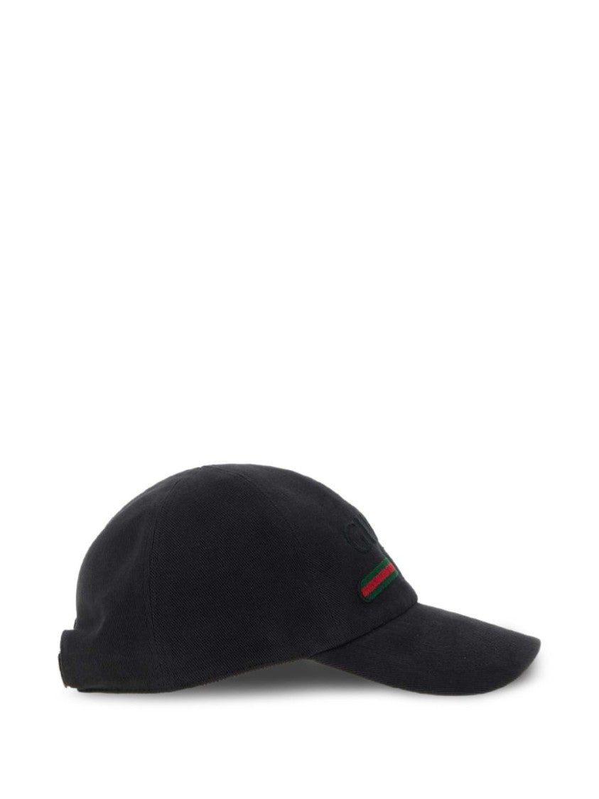 Gucci Black Embroidered Logo Cotton Baseball Cap