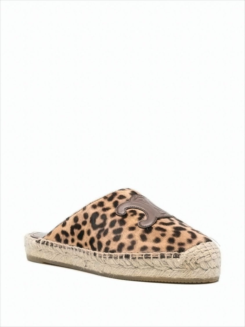 Celine Leopard Print Calf Leather Slip-On Mule
