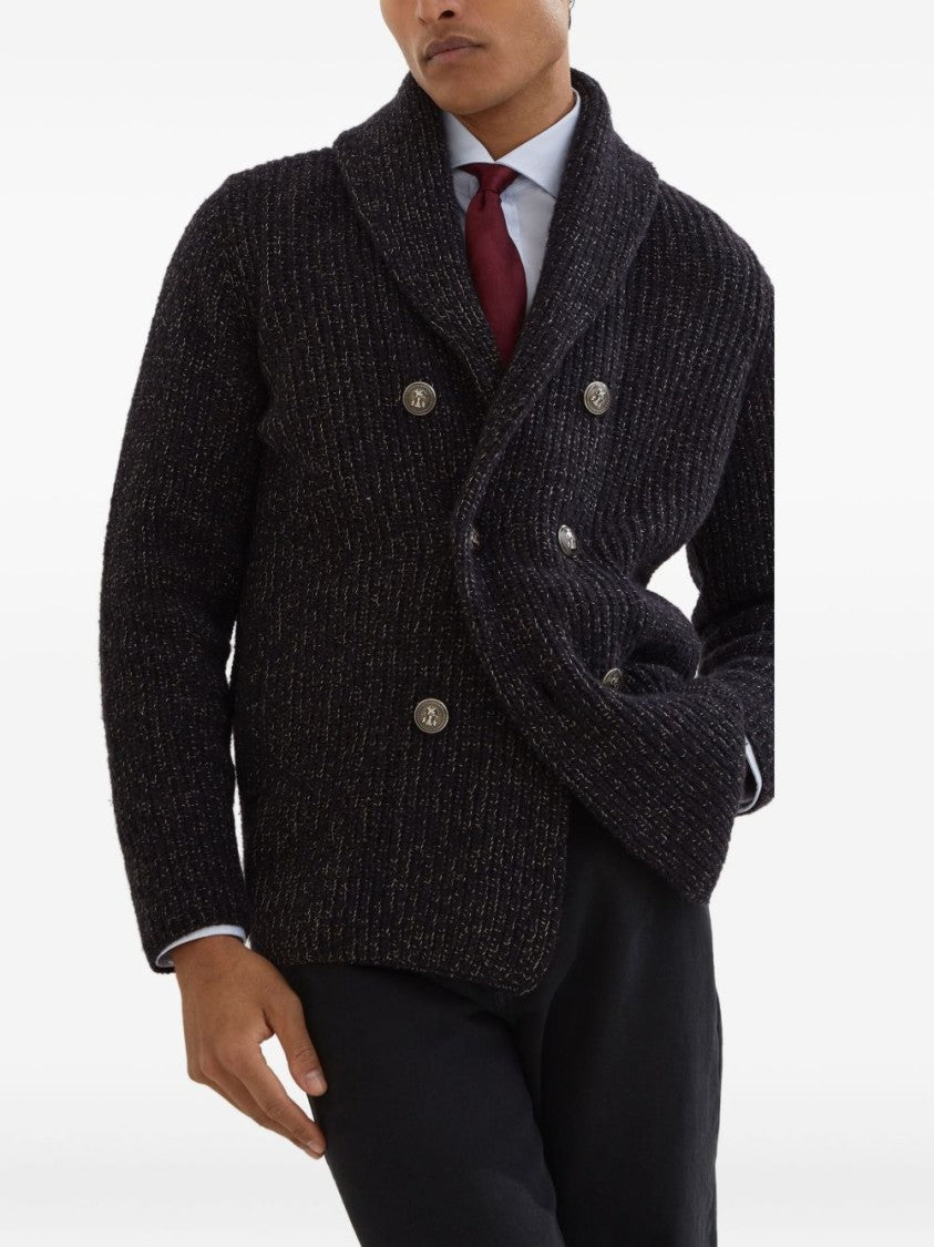 Brunello Cucinelli Textured Knit Double-Breasted Jacket