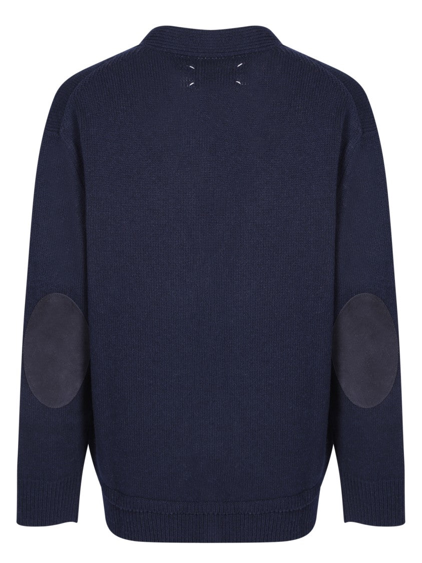 Maison Margiela Blue V-Neck Knit Cardigan